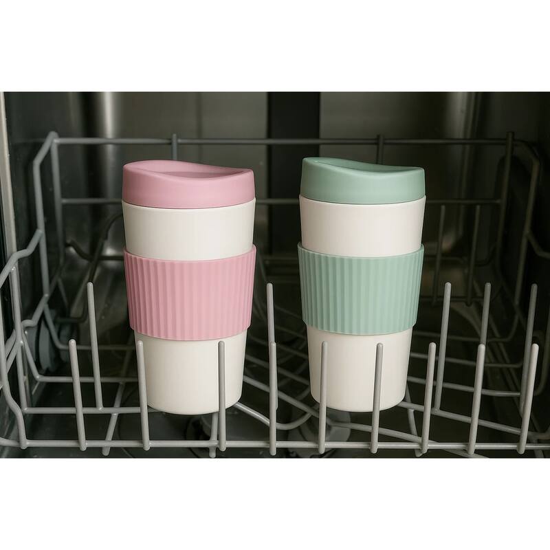 Mesa Hot Double Wall Travel Tumbler, Pink & Green, 20 oz, Set of 2