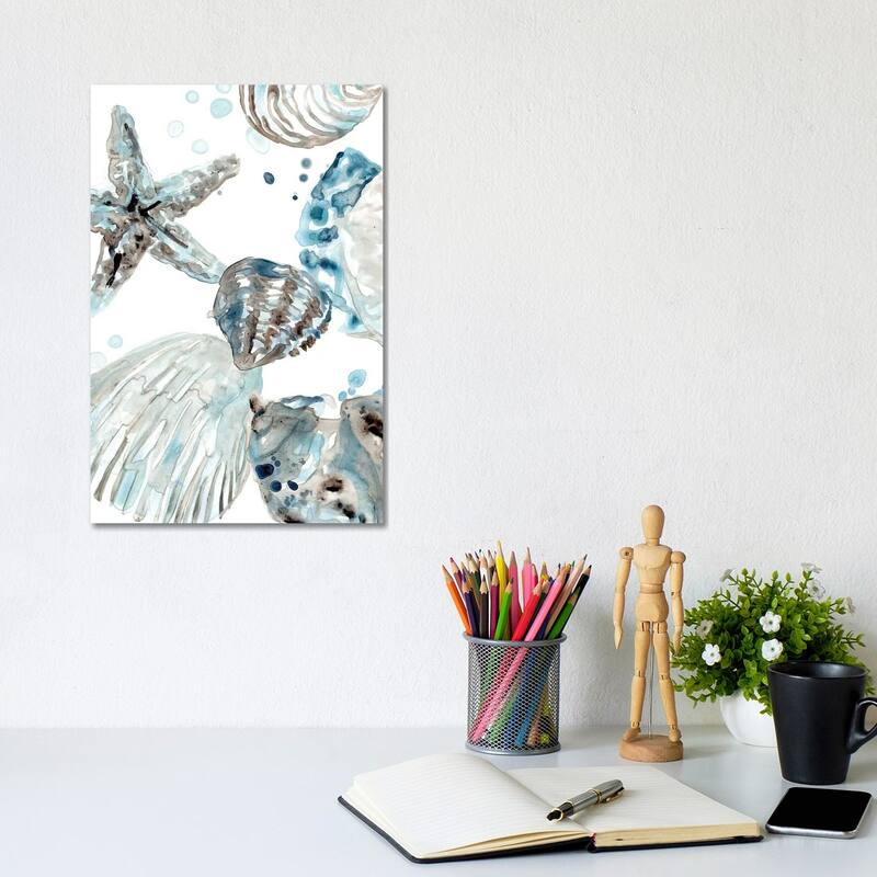 iCanvas "Cerulean Seashells II" by June Erica Vess Canvas Print - 12x8x0.75