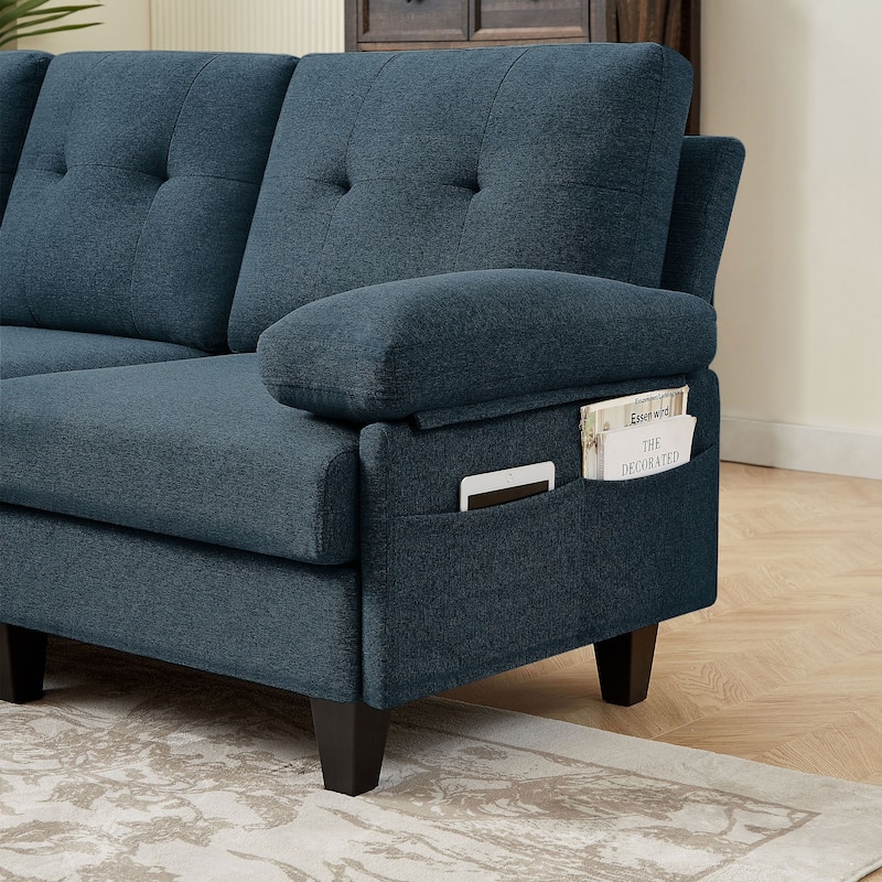 86.22" L Shaped Sectional Sofa with Side Storage Pockets