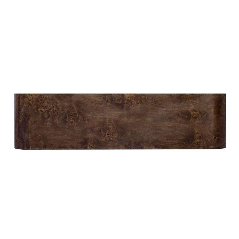 Wood Veneer Modern Entryway Table with Curved Table Top Edges, Accent Wood Grain Console Table with 2 Drawers