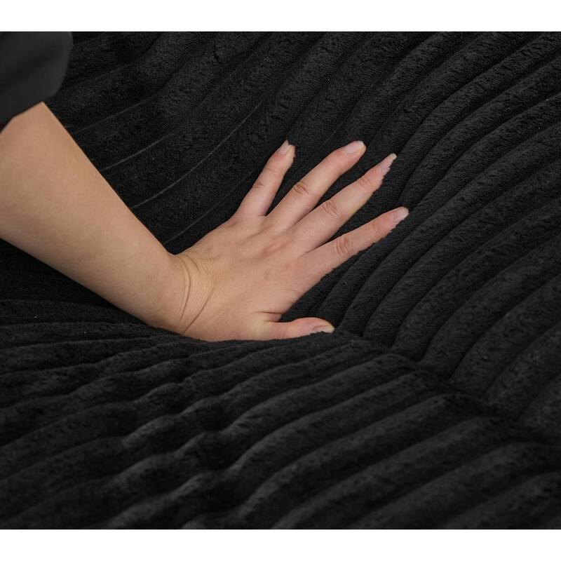 Oversized Double Lounge Chaise Reclining Sleeper Sectional Sofa Bed Corduroy Deep Seat Couch with 4-Gear Adjustable Backrest