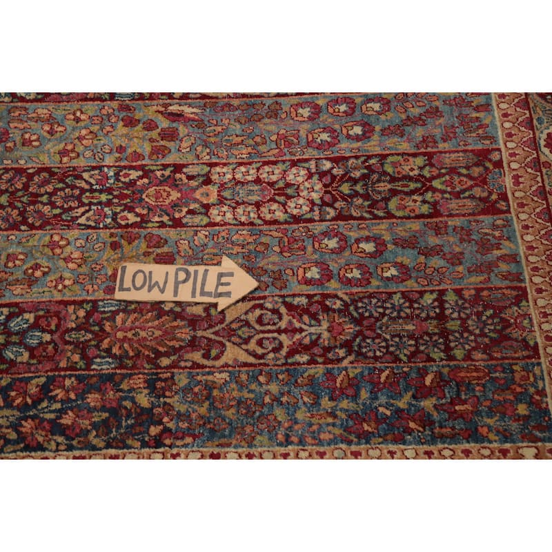 Hand Knotted Oriental 100% Wool Carpet Traditional Floral Navy Blue & Blues Kerman Area Rug - 6' 0'' X 4' 8''
