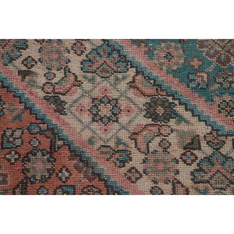 Distressed Tabriz Persian Antique Area Rug Handmade Wool Carpet - 6'9"x 9'7"