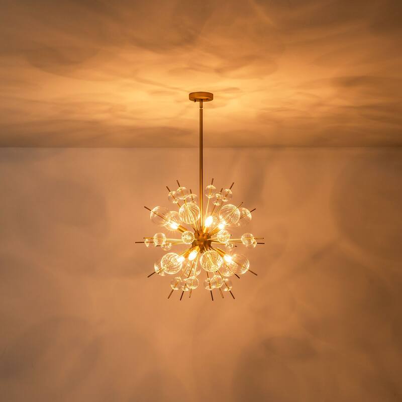 Modern Bubble Sputnik Sphere Glass Chandelier in Gold - 25.60 in. W x 22.64 in. H x 25.60 in. D