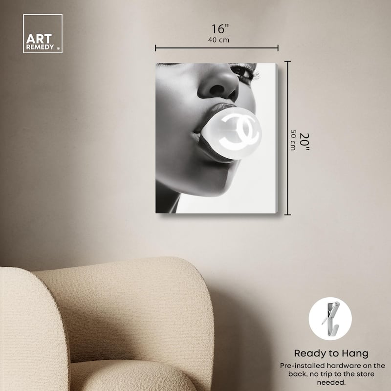Bubble Gum Pop Monochrome Canvas by Art Remedy, Gallery Wrapped