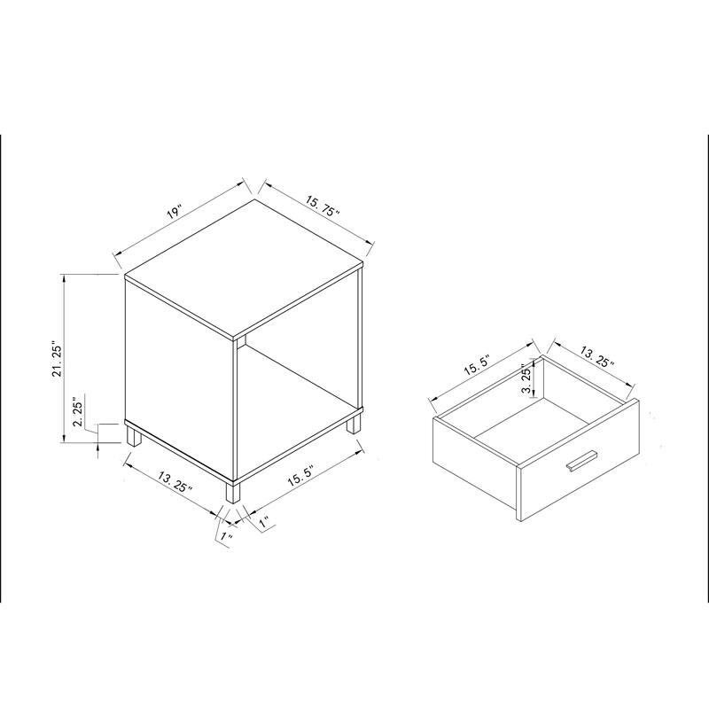Three-Drawer Nightstand with Locking Top Drawer, Metal Handles, Light Cherry Finish