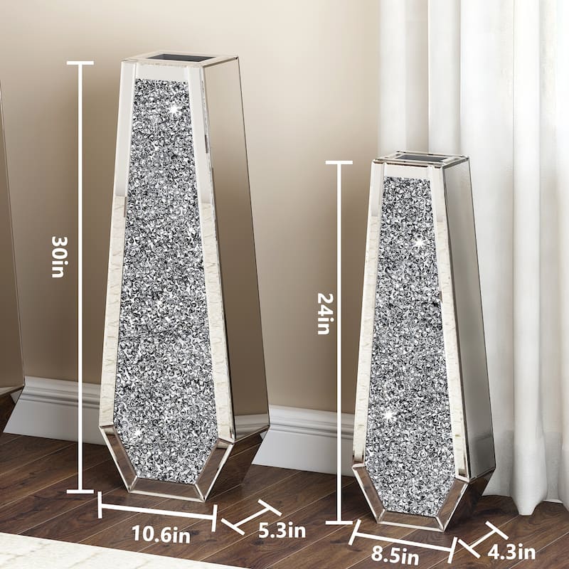 Glam Tall Crushed Diamond Floor Vase