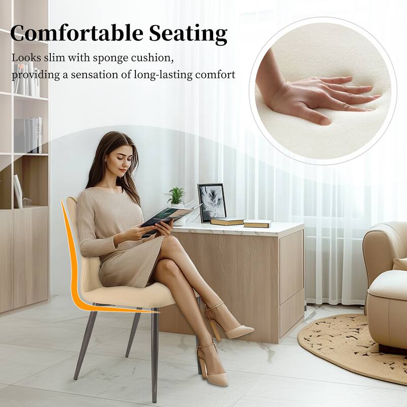 Upscale Microfiber Leather Upholstered Iron Dining Chair (Set of 2)