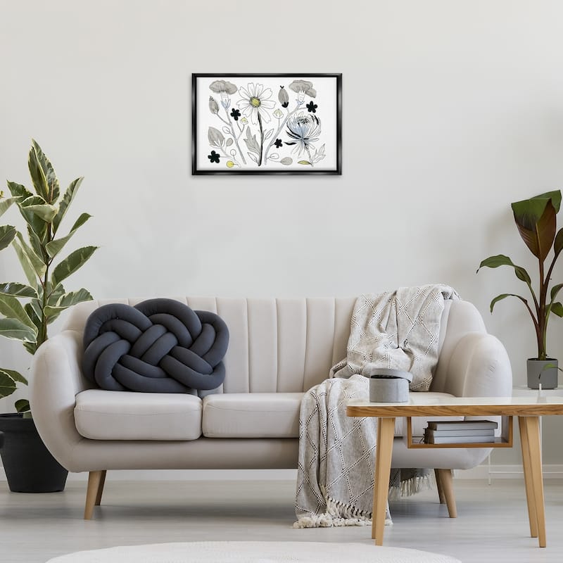 Stupell Simple Drawn Nature Sprigs Framed Floater Canvas Wall Art Design By Ashley Davis