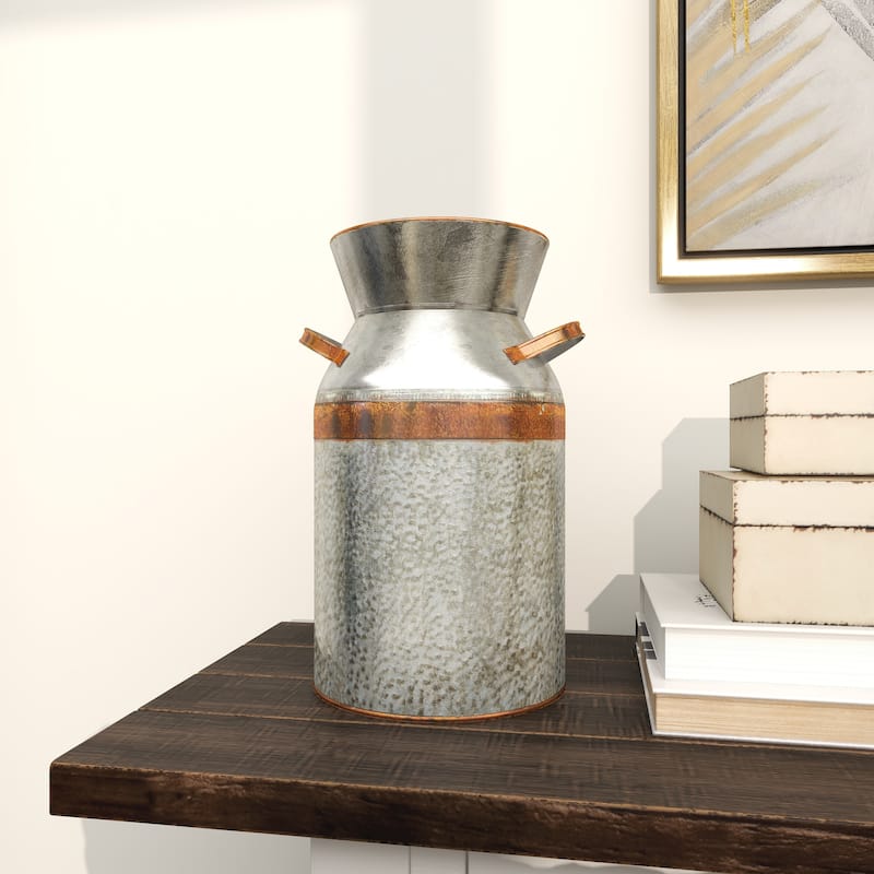 Gray Metal Milk Can Vase