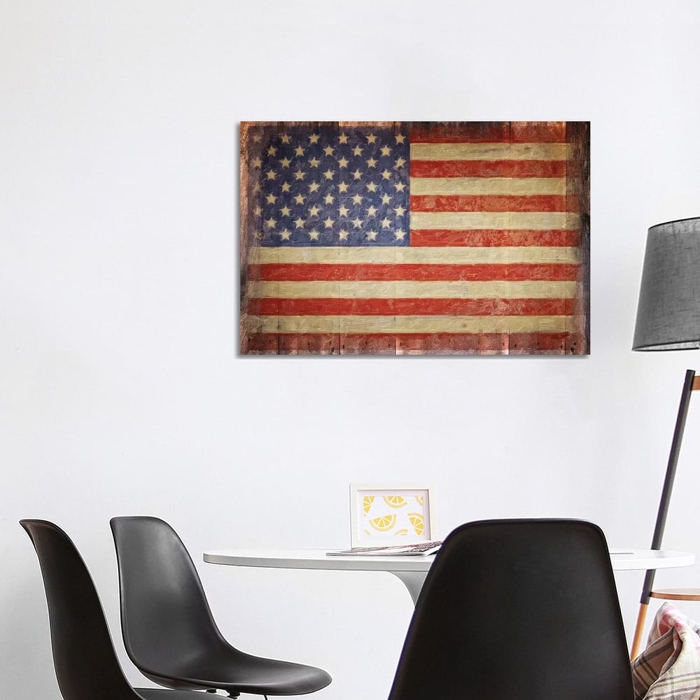 iCanvas "Vintage Flag On Barnwood" by Graffi*Tee Studios Canvas Print