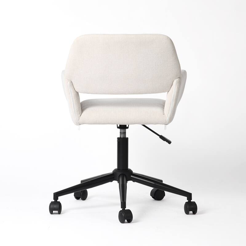 Beige and Black Adjustable Height Swivel Rolling Office Chair