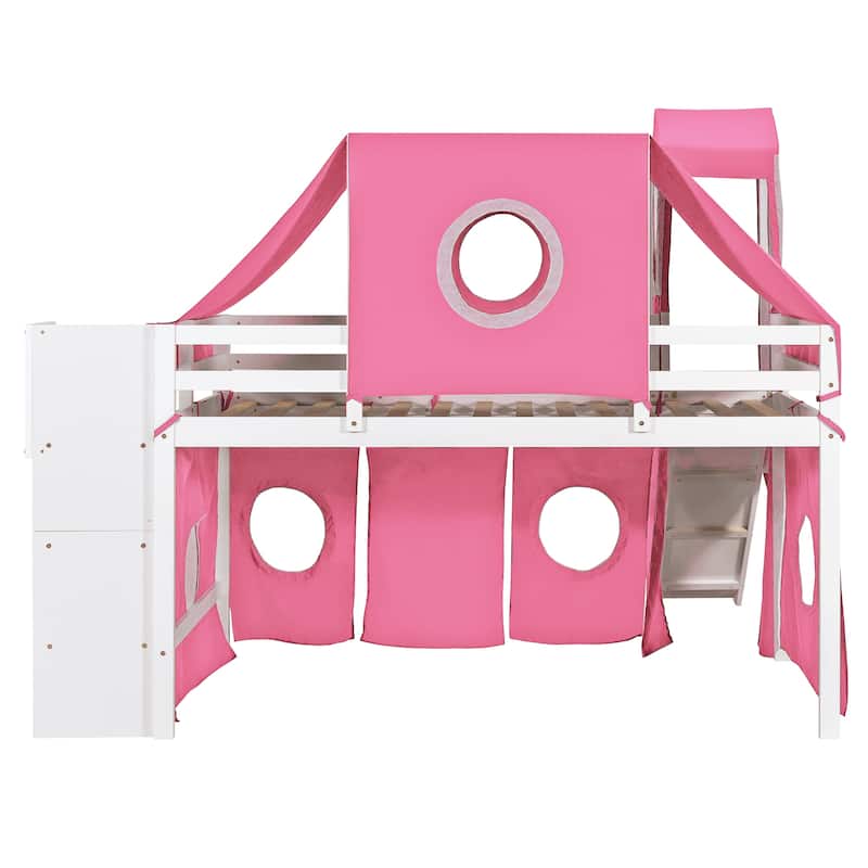 Unique Twin Loft Bed with Tent and Tower for Kids' Fun and Space Saving