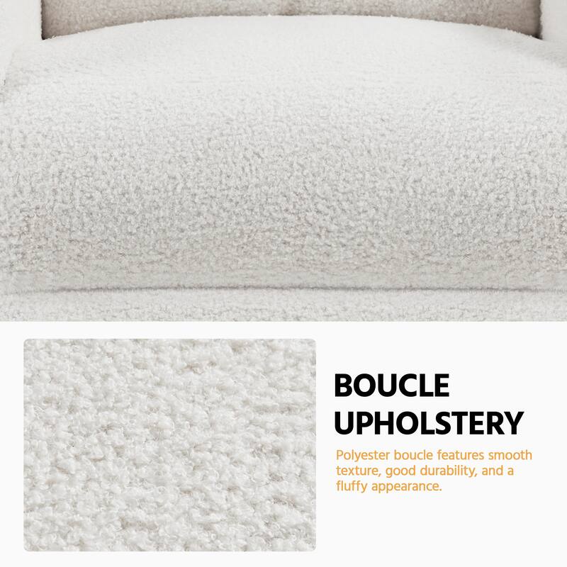 Yaheetech Upholstered Boucle Recliner Sofa Adjustable Reclining Chair, Ivory