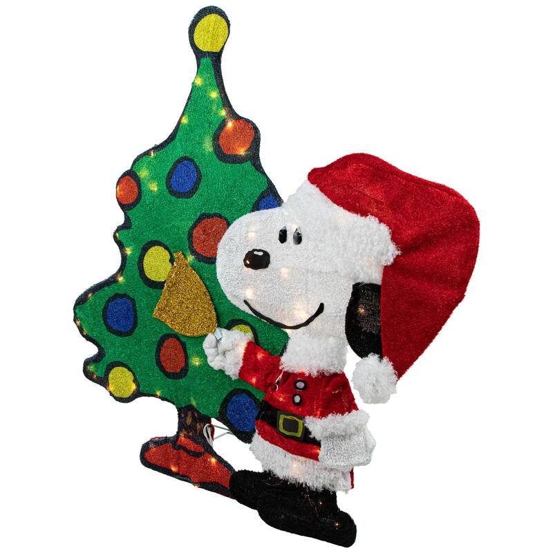 32" LED Peanuts Snoopy Christmas Tree Outdoor Decoration Clear Lights - Green