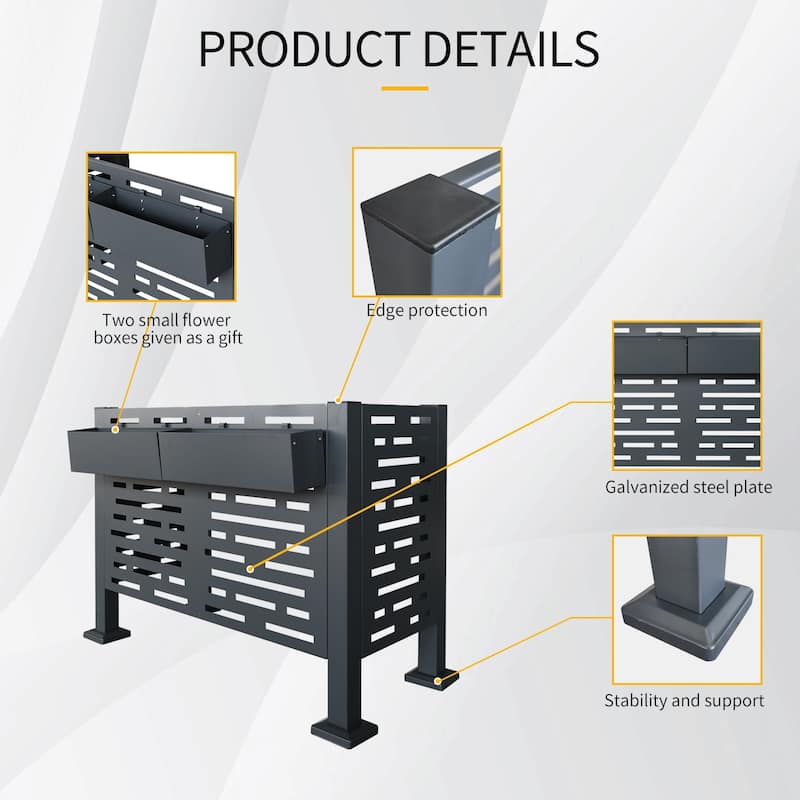GDF Studio - Vinton Outdoor Metal Privacy Fence Cover for AC with Galvanized Steel Panels