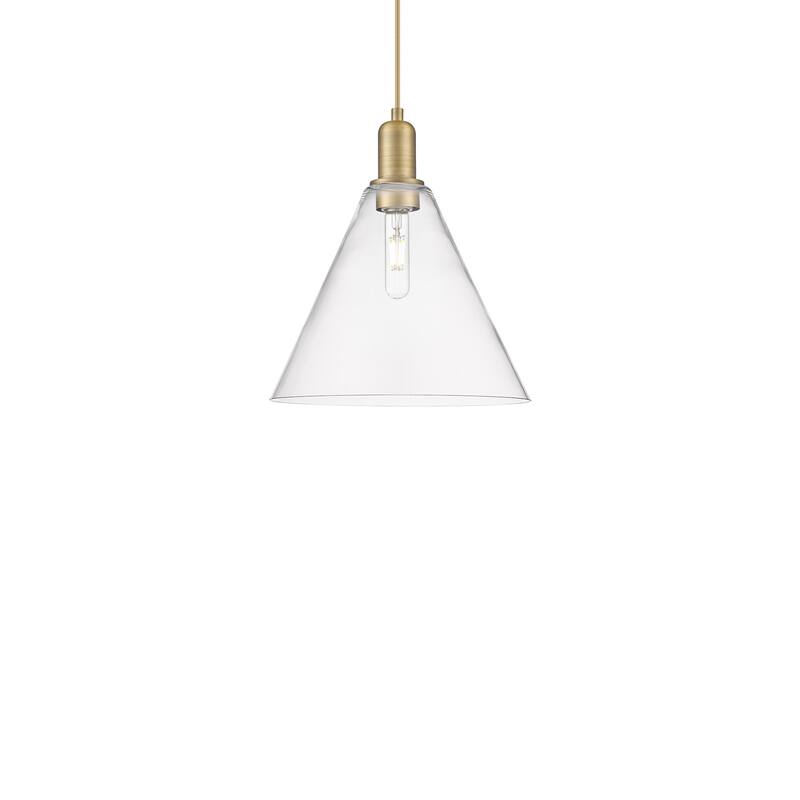 Innovations Lighting 716-1P-14-12 Berkshire Glass Pendant Berkshire - Brushed Brass / Clear