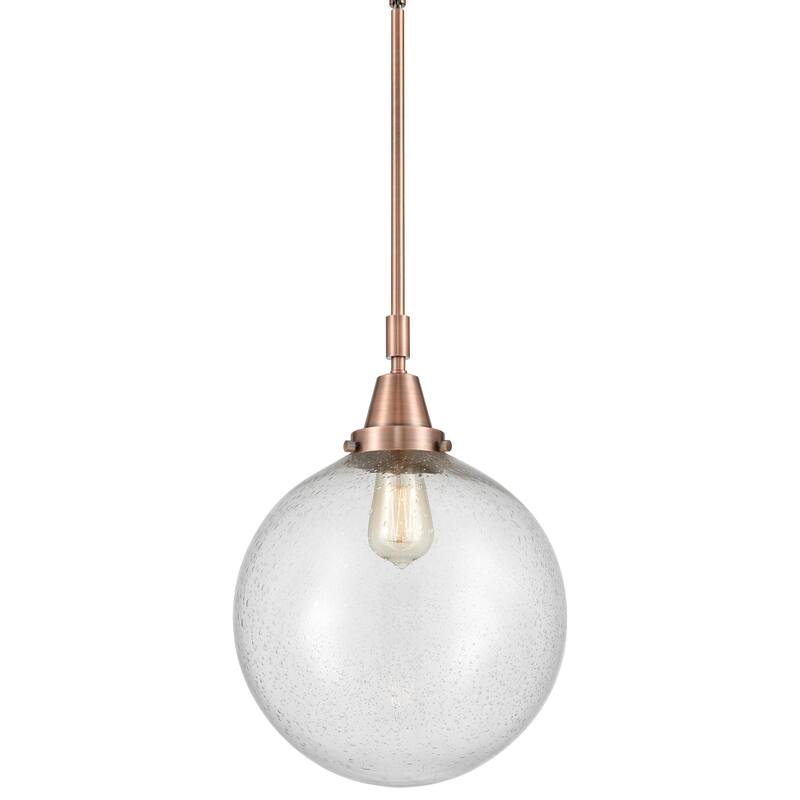 Innovations Lighting 447-1S-16-12 Beacon Pendant Beacon 12" Wide - Antique Copper / Seedy