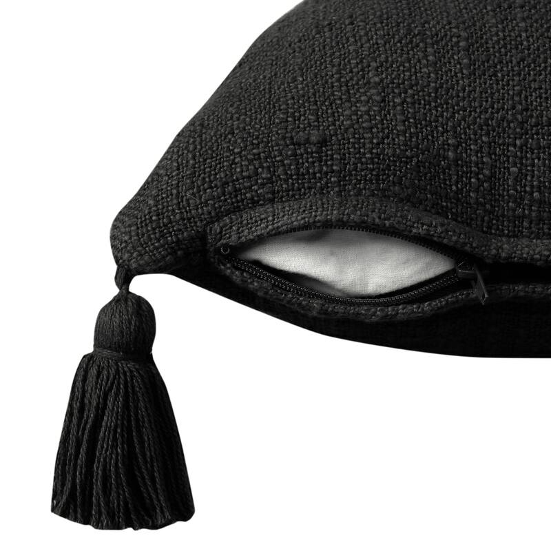Sevita Solid Cotton Throw Pillow with Tassels