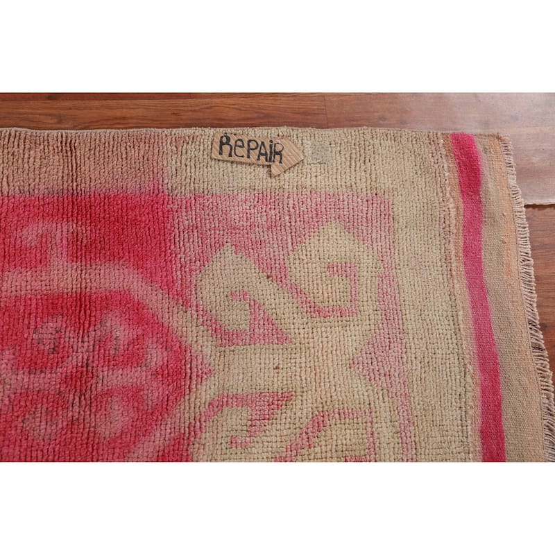 Fuchsia Oushak Turkish Runner Rug Handmade Wool Carpet - 2'10"x 11'7"