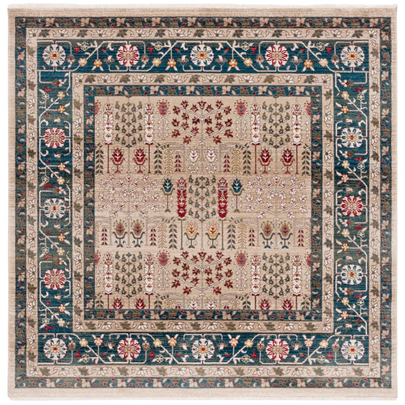 Lauren Ralph Lauren Margaux Traditional Oriental Rug - 6'7" Square - Beige/Navy