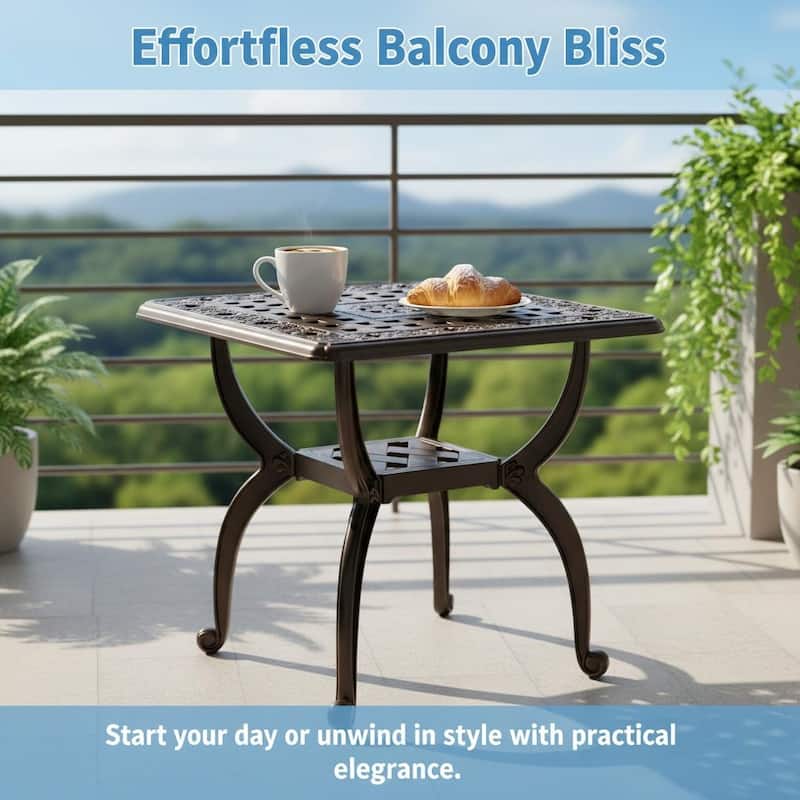 Stylish Aluminum Square Coffee Table for Outdoor Living Room