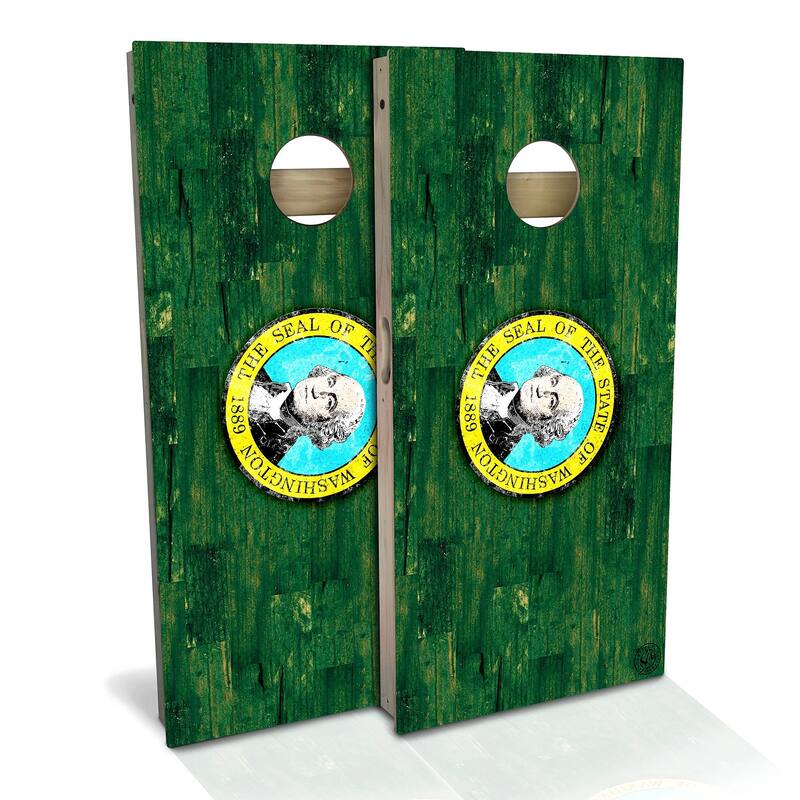 Washington Flag Color Outdoor Cornhole Board Set - Premium 2x4 - Include Case + Edge Lights