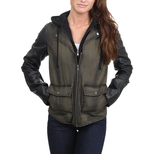 Shop Kenneth Cole Reaction Womens Web Buster Jacket Fauz Leather Center ...