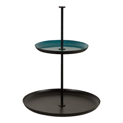 Kate and Laurel Laranya Tiered Round Decorative Tray - 12x12x15