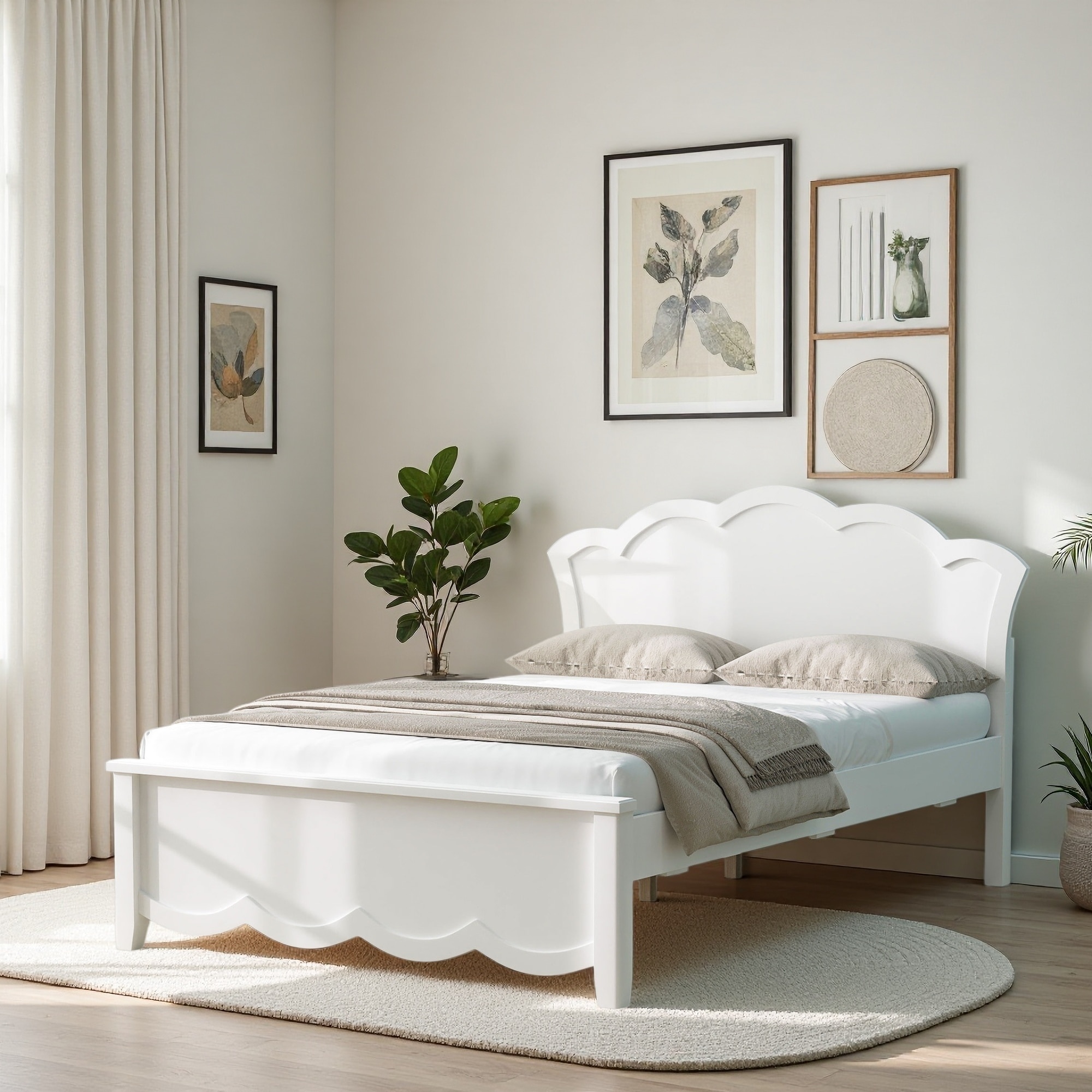 Wood Platform Bed with Headboard