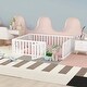 preview thumbnail 11 of 38, Full Size Wooden Floor Bed Frame with Safety Fence and Privacy Door - Stylish & Minimal Daybed White