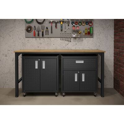 3-Piece Fortress Mobile Space-Saving Garage Cabinet and Worktable 2.0
