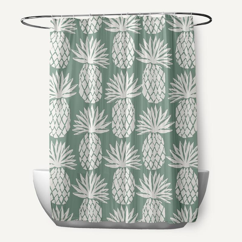 Pineapple Pattern Shower Curtain - Sage