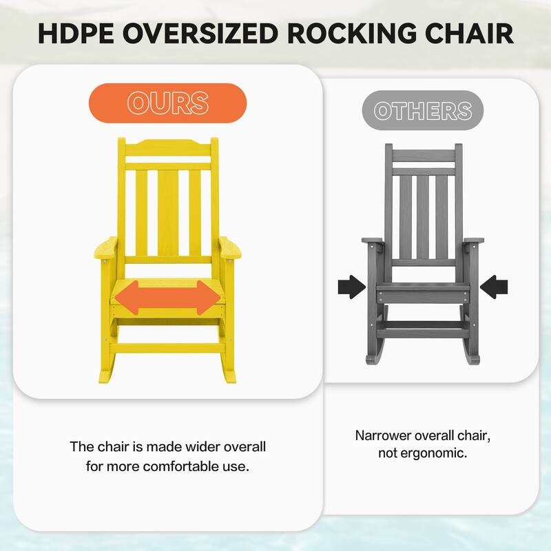 Outdoor Patio HDPE Rocking Chiar, Extra Wide Seat & Backrest