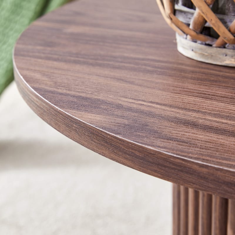 27.5" MDF Coffee Table with Roman Column Legs and Hidden Storage for Living Room