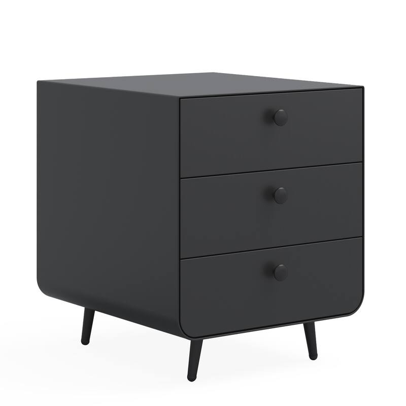 Modern Steel Nightstand with 3 Drawers