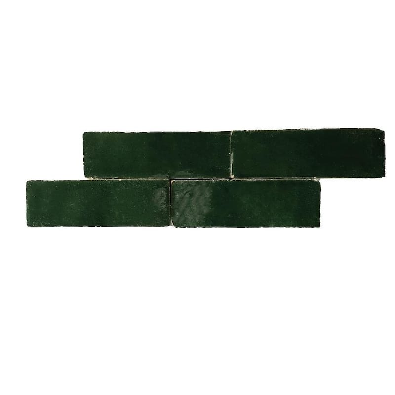 Handmade Moroccan Zellige tile 2x6inch Bejmat in Hunter Green - Sample-1tile