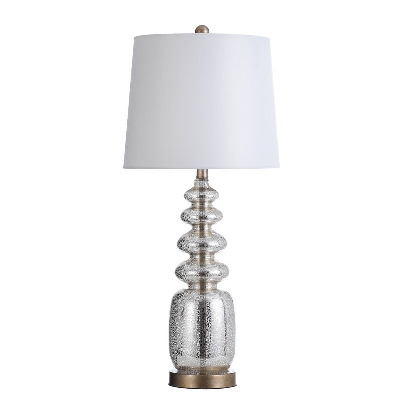 StyleCraft Northbay Mercury Glass Table Lamp - Off-White Hardback Fabric Shade - Mercury