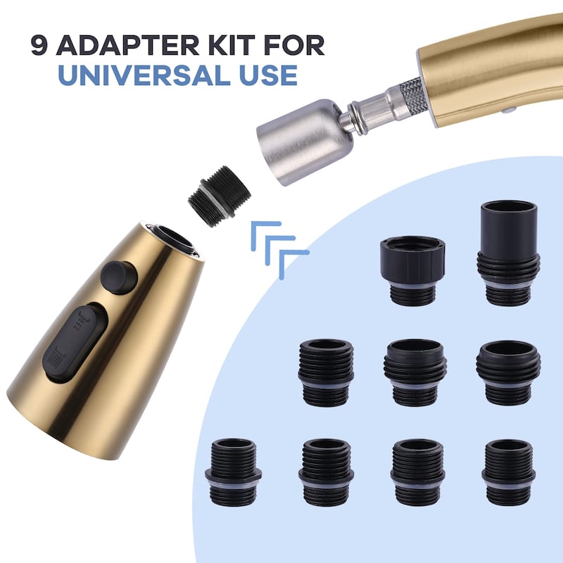WOWOW 3 Function Kitchen Faucets Head Replacement with 9-Adapters
