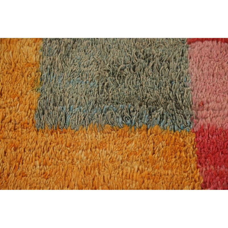 Plush Moroccan Oriental Area Rug Hand-Knotted Geometric Wool Carpet - 9'1" x 12'9"