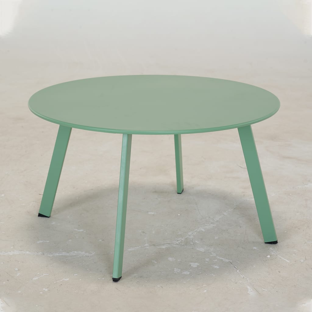 Clihome Patio Round Metal Coffee Table, Outdoor Side Table
