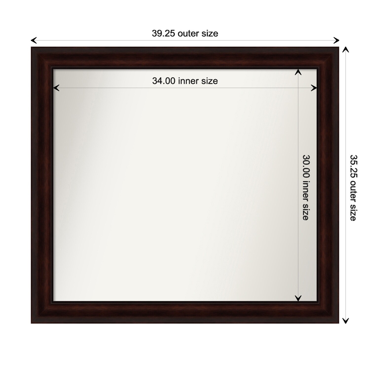 Coffee Bean Brown Framed Non-Beveled Custom Wall Mirror, Bathroom Vanity Mirror