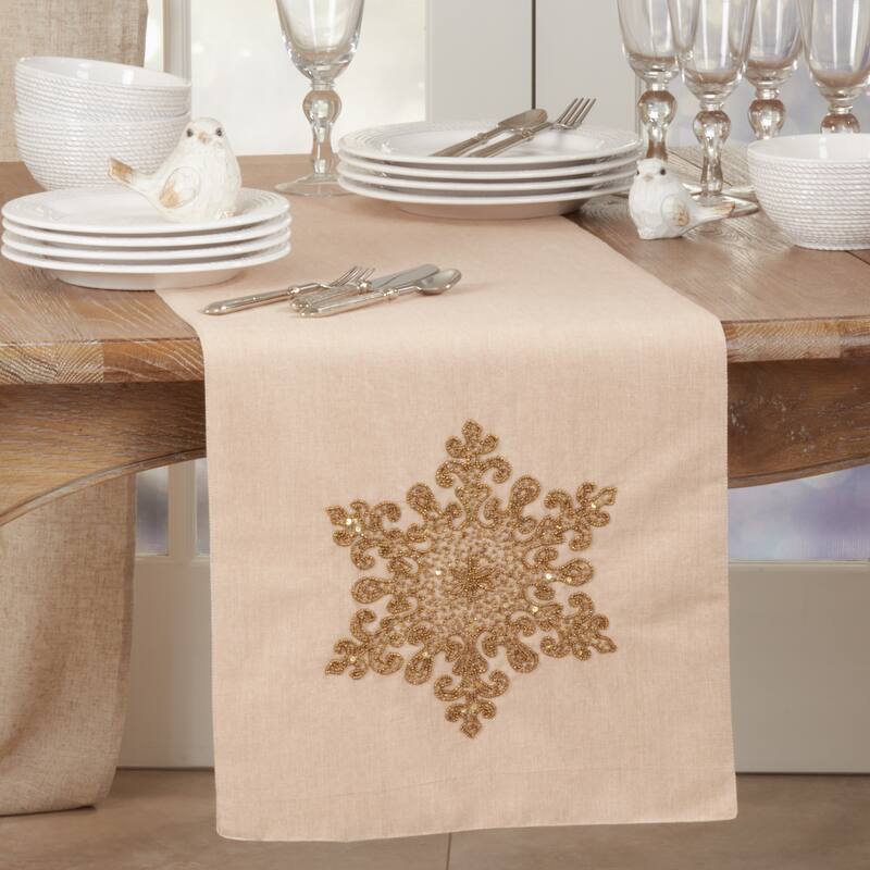 Beaded Table Runner With Snowflake Design