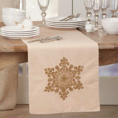 Beaded Table Runner With Snowflake Design