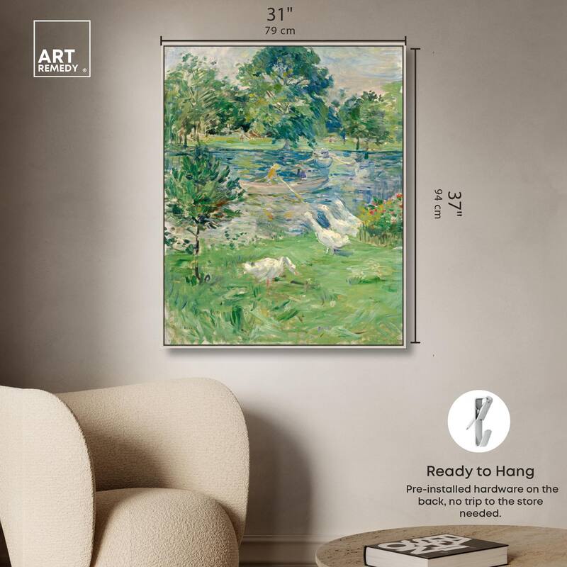 Morisot Girl in Boat with Geese Canvas by Art Remedy