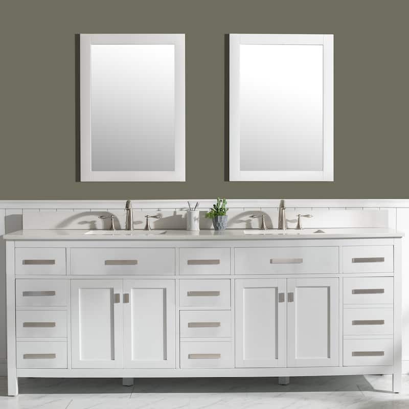 Valentino 84" Double Vanity in White - Painted - White