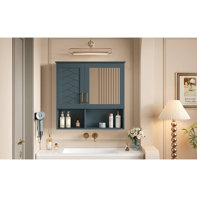 2-in-1 Bathroom Mirror Cabinet, 30 inch Wall Mounted Medicine Cabinet with Adjustable Shelves & Soft Close Doors