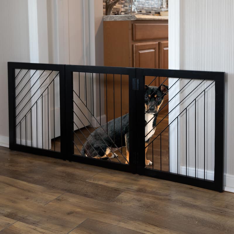 PETMAKER 3-Panel Foldable Pet Gate, Black - N/A