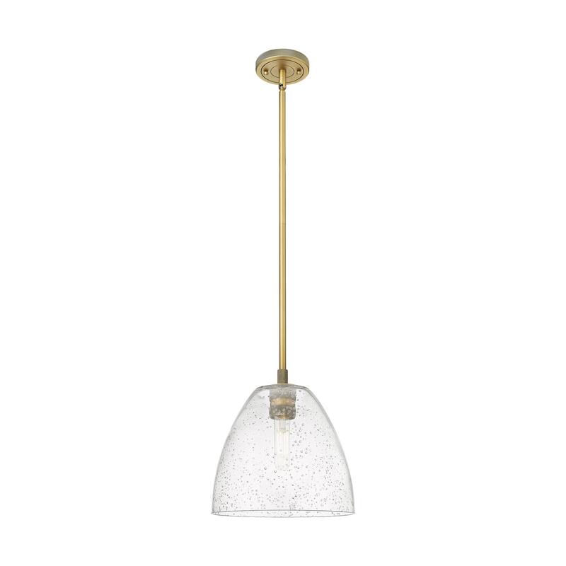 Innovations Lighting Downtown Urban - Crown Point - 1 Light 9" Bristol Stem Hung Pendant - Brushed Brass/Seedy