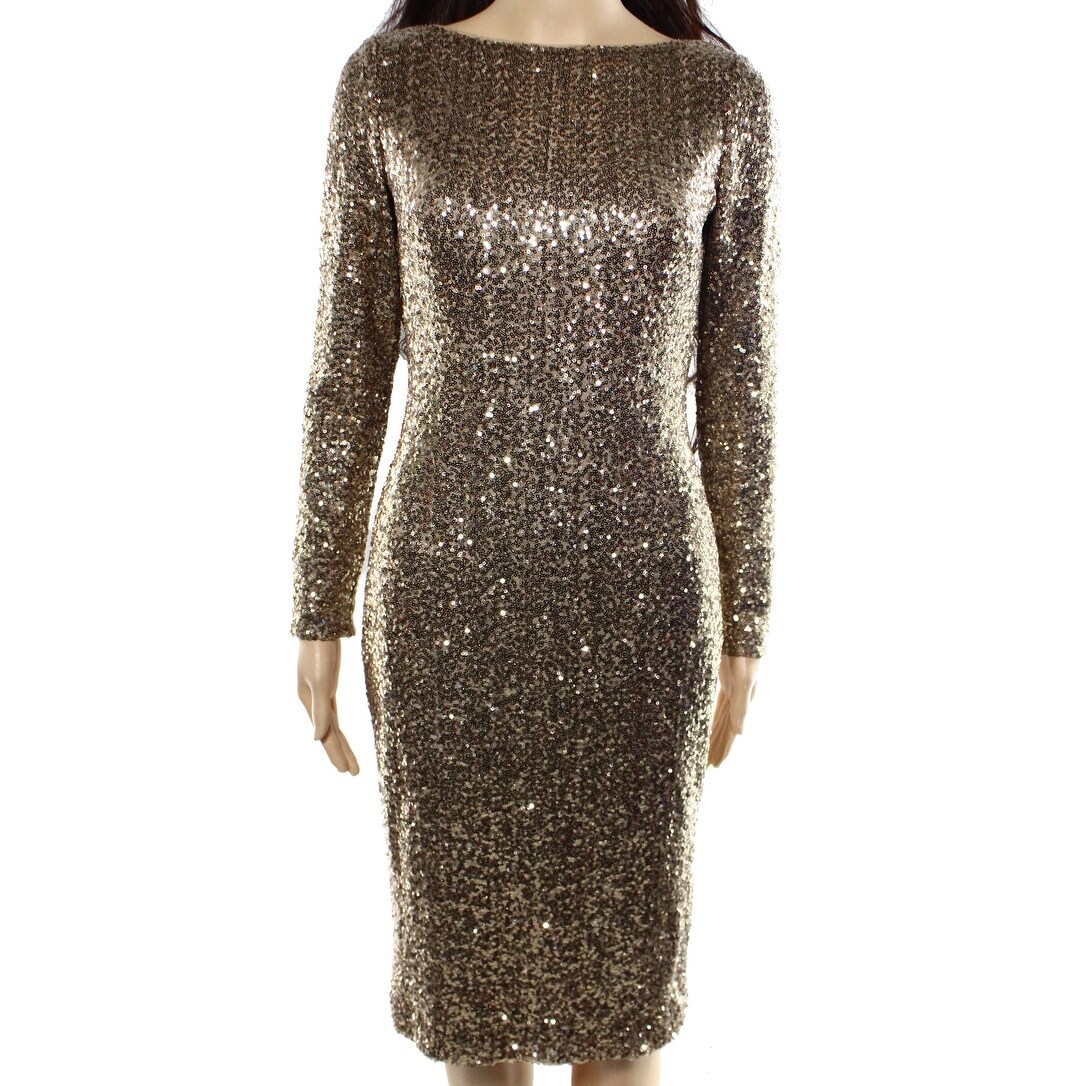 ralph lauren gold sequin dress